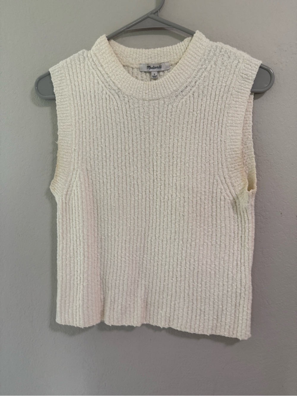 Madewell Textured Cream Sweater Vest Small